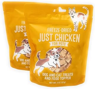 Freeze Dried Just Chicken Dog and Cat Treats Food Topper Net Wt. 2 Oz (57g) - Pack of 2