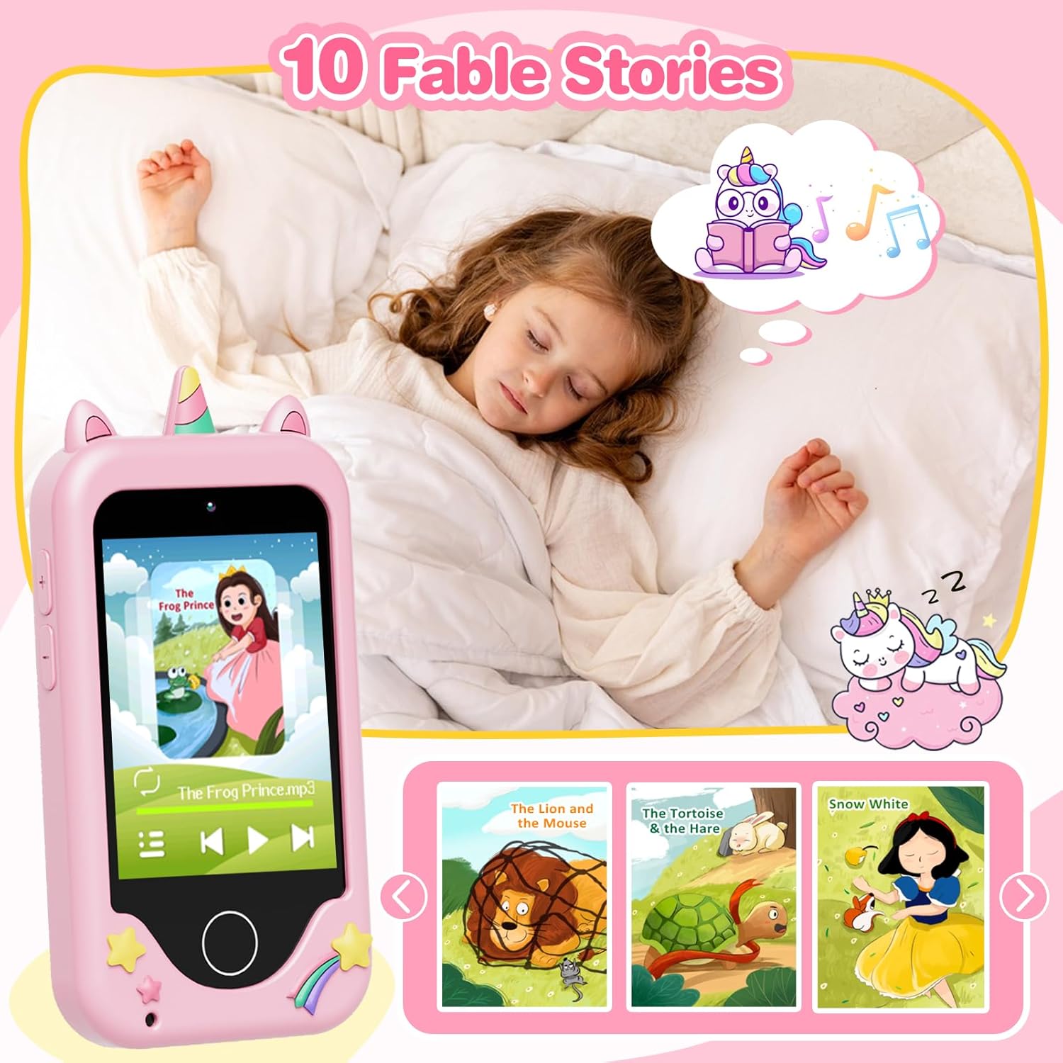 Kids Smart Phone for Girls - Toddler Christmas Birthday Gift for Age 3-10, Learning Toys with 2.8" Touchscreen, Dual Cameras, Music,Video Player, Game, 8G SD Card