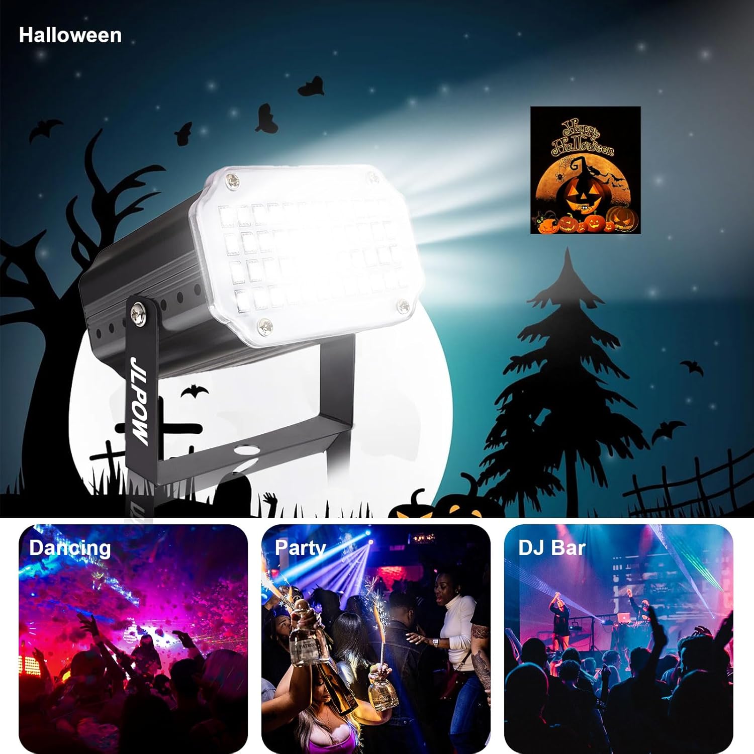 Halloween Mini White Strobe Light, Super Bright 36 LED Strobe Lights for Party Sound Activated Strobe Lights,Best for Parties Club Disco KTV Bar Xmas Show [2-Pack]