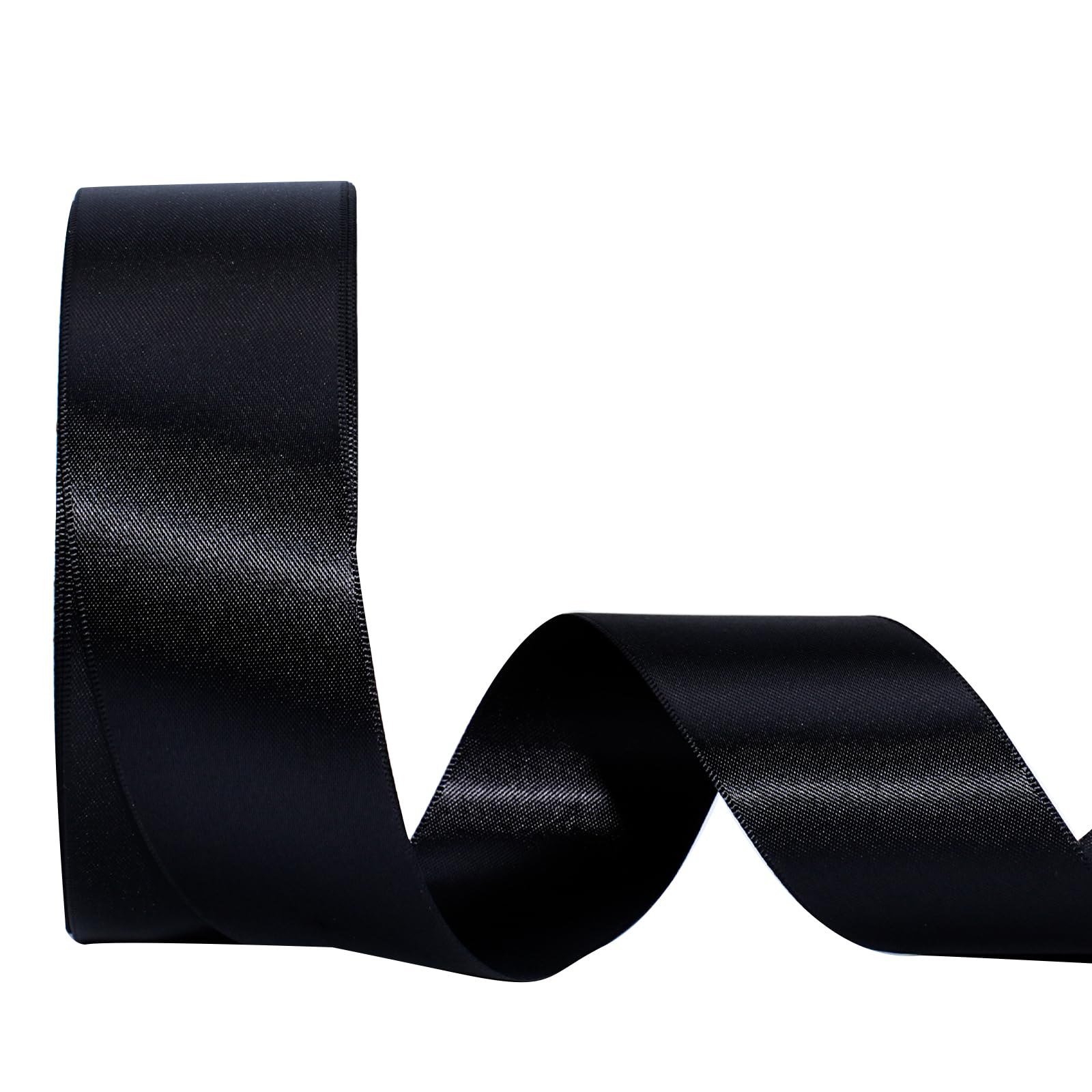 LaRibbons Black Satin Ribbon 1 1/2 Inch 50 Yards Double Faced Red Silk Ribbon for Flower Bouquet Crafts Gift Wrapping Bow Christmas Decoration