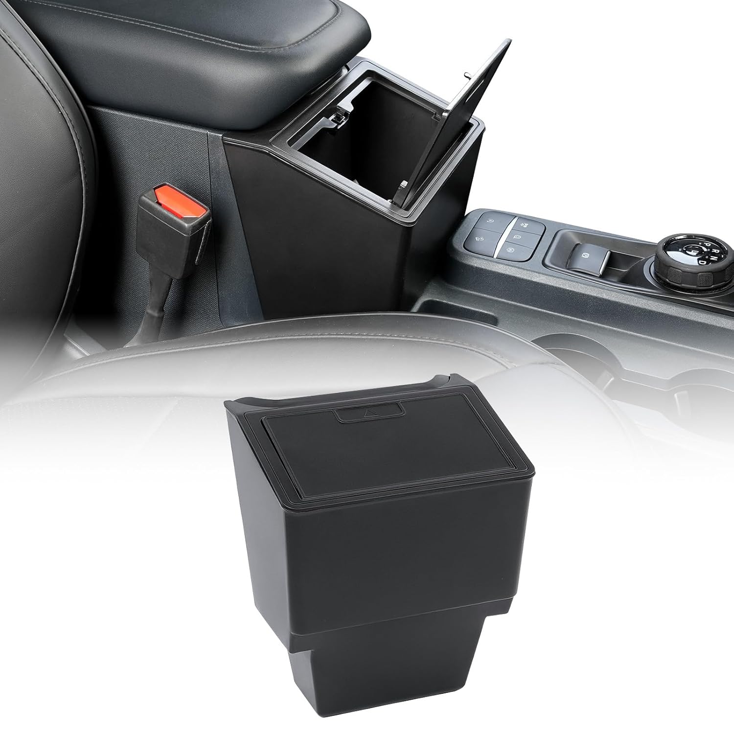 Mabett Lidded Console Storage Box for Ford Maverick Accessories 2025 2024 2023 2022, Seal-Lid Heavy-Duty Multi-Scenario Organizer Front Seat Armrest Trash Can