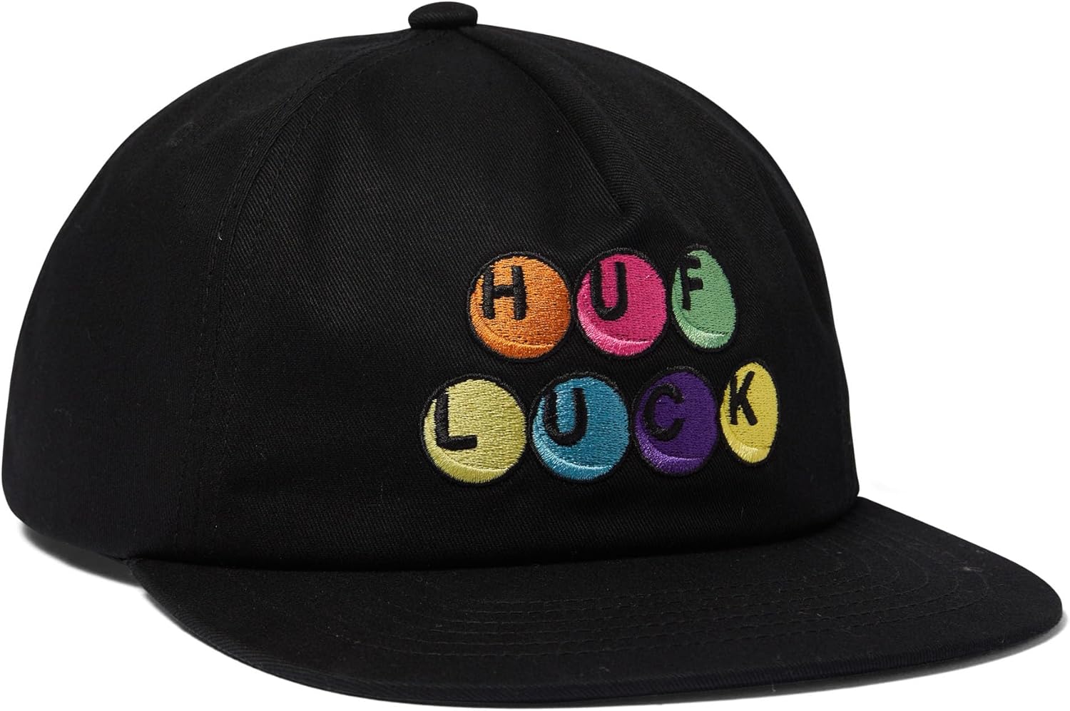 HUF Lucky 5 Panel Snapback Hat – Iconic Streetwear Cap with Adjustable Fit, Inspired by Skate Culture, Black