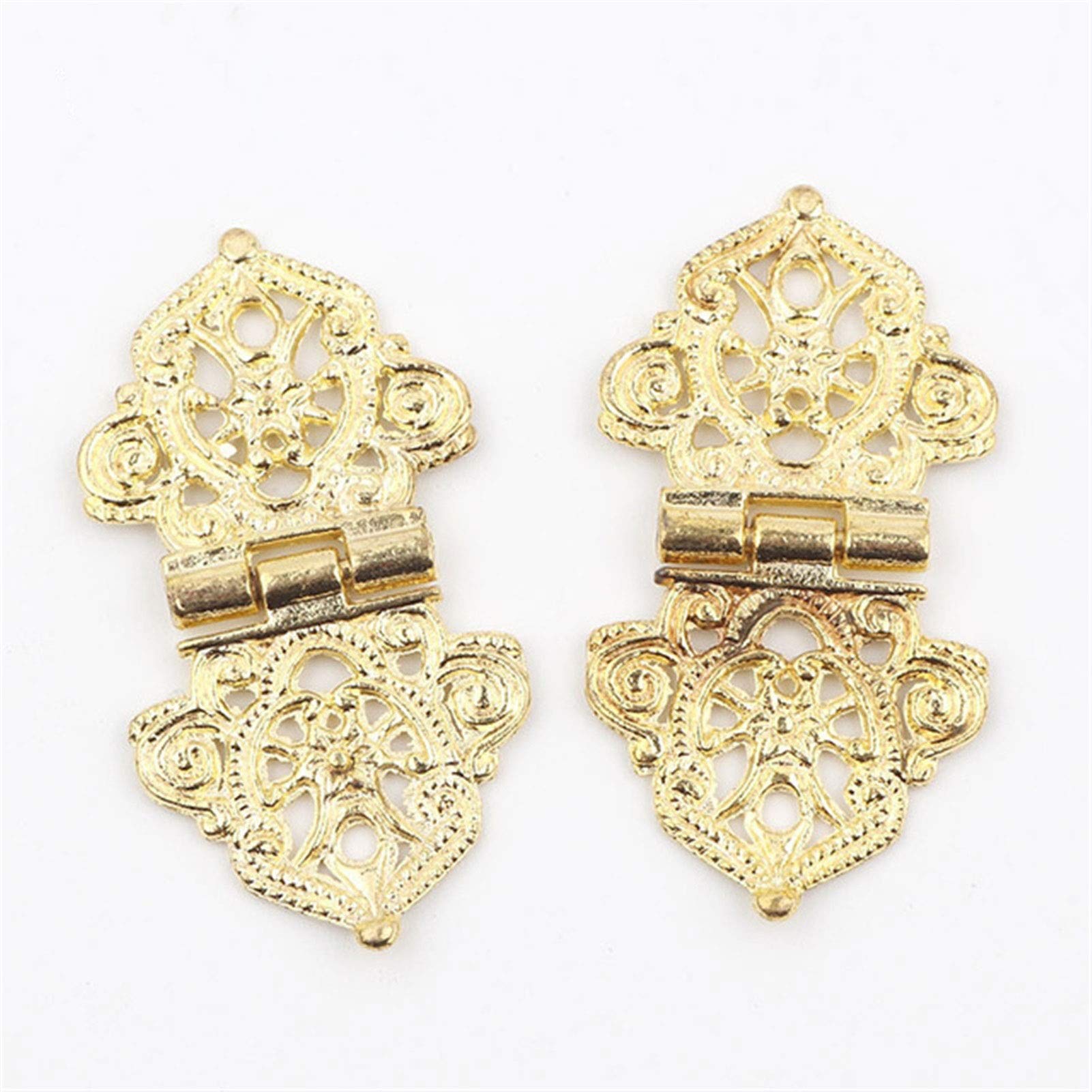 Nvsfzgiyg A Ntique Hinges,Bronze Decorative,Wooden Box Hinge,Vintage Lloy Hollow Flower,Chinese Furniture Hardware,Metal,Cabinet Door Butt,24 * 54Mm 2Pcs(A)
