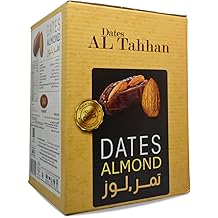 Al Tahhan Dates With Almond Stuffed Premium Semi Dry Without Seed Delicious Sweet Finest Natural Tamr Food Fresh Egypt Ramadan No Gmo Kosher Halal (1 Pack = 60 Pcs - Net W : 21.17 oz) تمرمحشو لوز