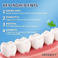 Vista 3 de GENKENT Tabletas de pasta de dientes, pastillas masticables sin flúor y plástico, ecológicas y aptas para viajes (60 unidades)