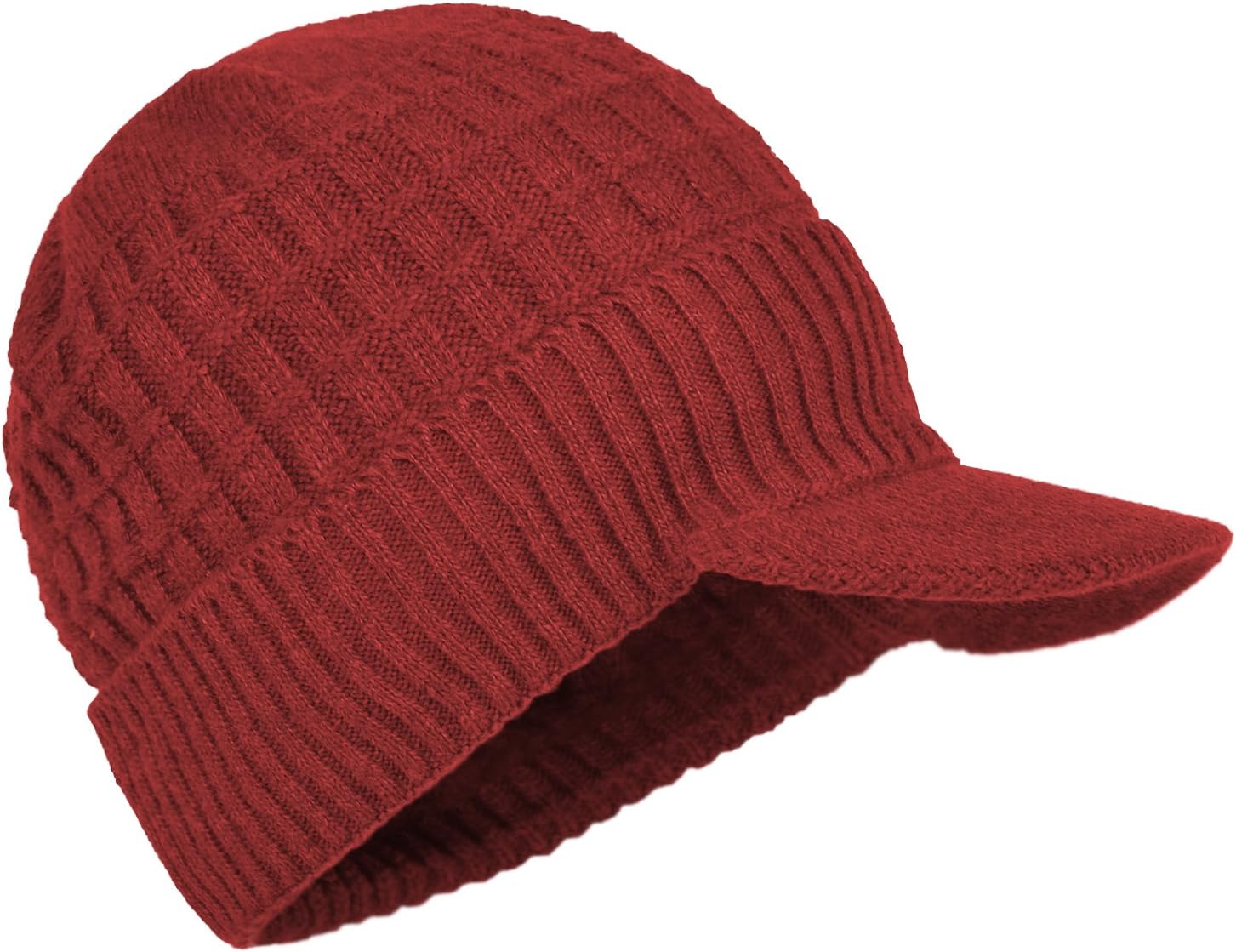 Janey&Rubbins Daily Knit Visor Beanie Hat with Earflaps Fleece Lined Brimmed Skull Ski Cap - Image 3