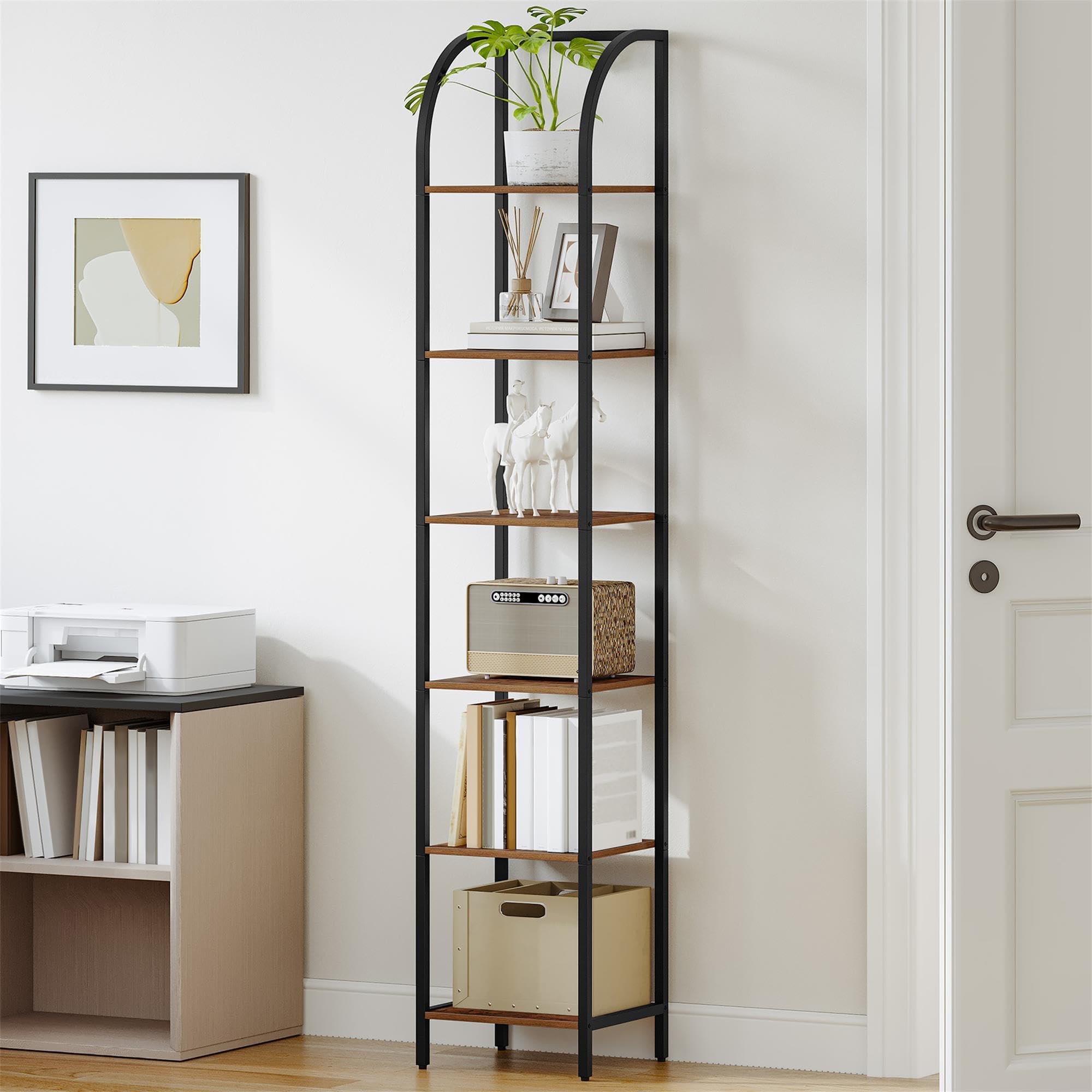 Amazon.com: Hzuaneri Bookshelf Narrow Bookcase, Tall Storage Rack