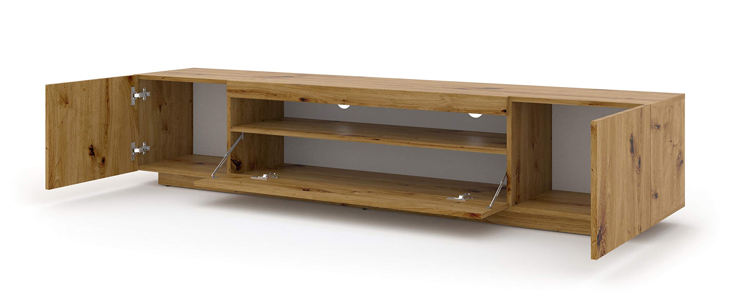Aura Armario bajo de TV de 200 cm, colgante o de pie, armario universal para TV, aparador armario colgante para equipo de audio HiFi (roble Artisan sin led)