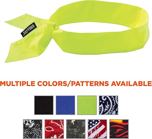 Miniatura 5 de Ergodyne Chill Its 6700 - Bandana de enfriamiento, con cristales de polímero evaporativo para alivio refrescante, con lazo para ajuste regulable, 6