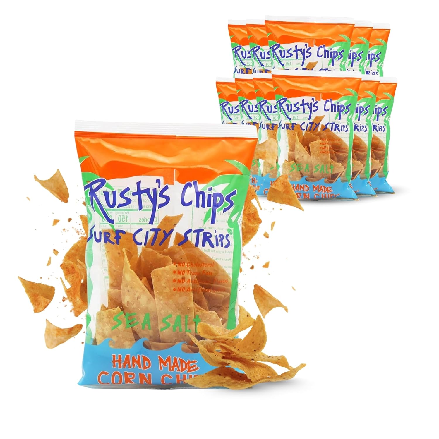 Rusty’s Chips - Handmade Healthy Crunchy Chili Lime Tortilla Corn Chips, No Preservatives - Gluten Free Snacks, Transfat Free - Non-GMO, Vegan, Healthy Snacks for Adults - 4 oz (12 Snack Packs)