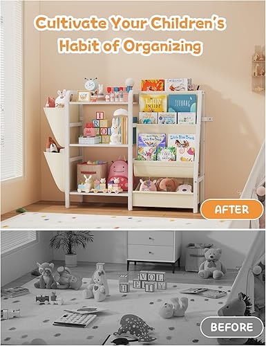 Miniatura 6 de B3 - Estantería infantil y almacenamiento de juguetes, estante para libros para habitaciones de niños, estantería infantil para espacios pequeños,