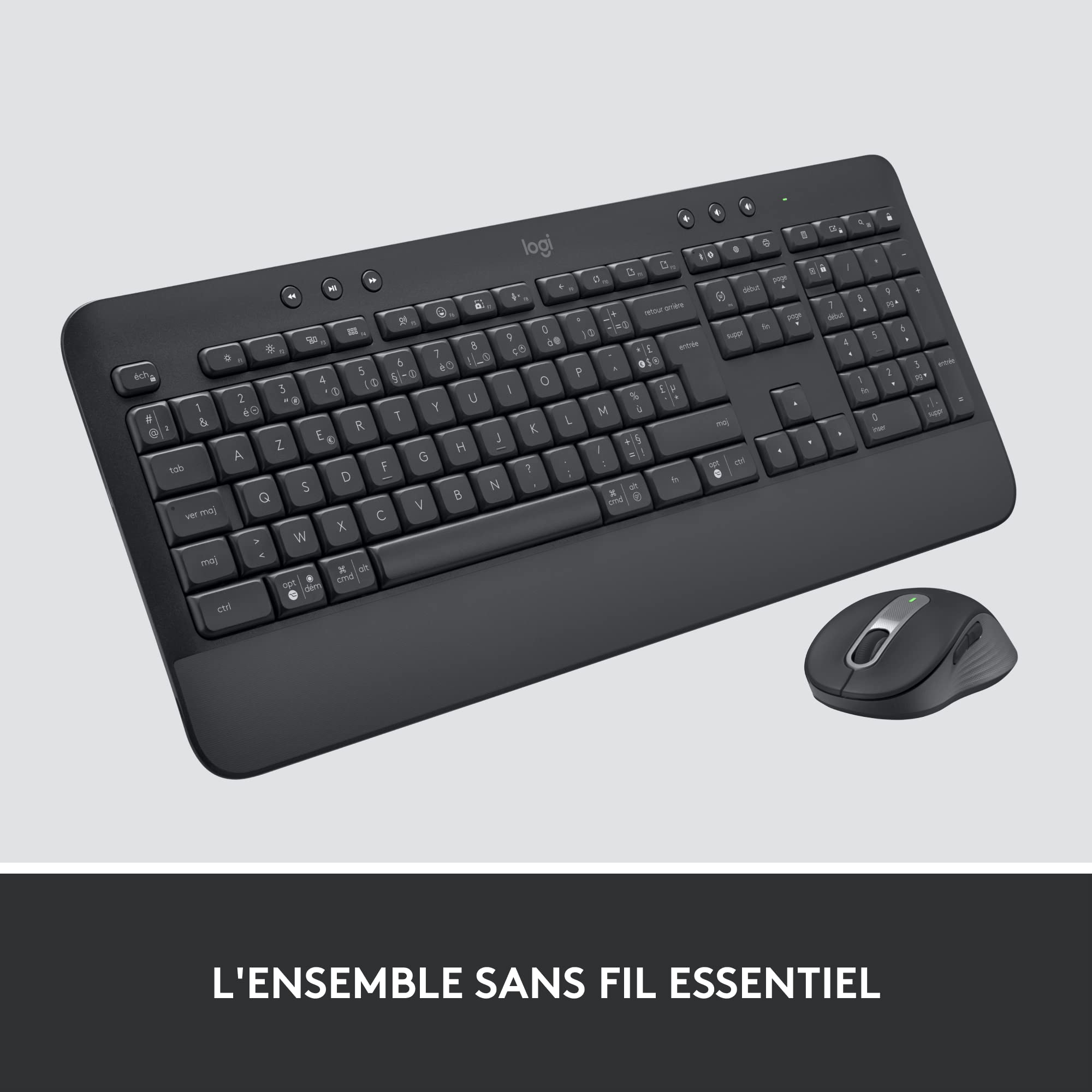 Logitech Signature MK650 Combo for Business, Souris et Clavier sans Fil, Logi Bolt, Bluetooth, SmartWheel, Globally Certified, Windows/Mac/Chrome/Linux, Français AZERTY - Noir