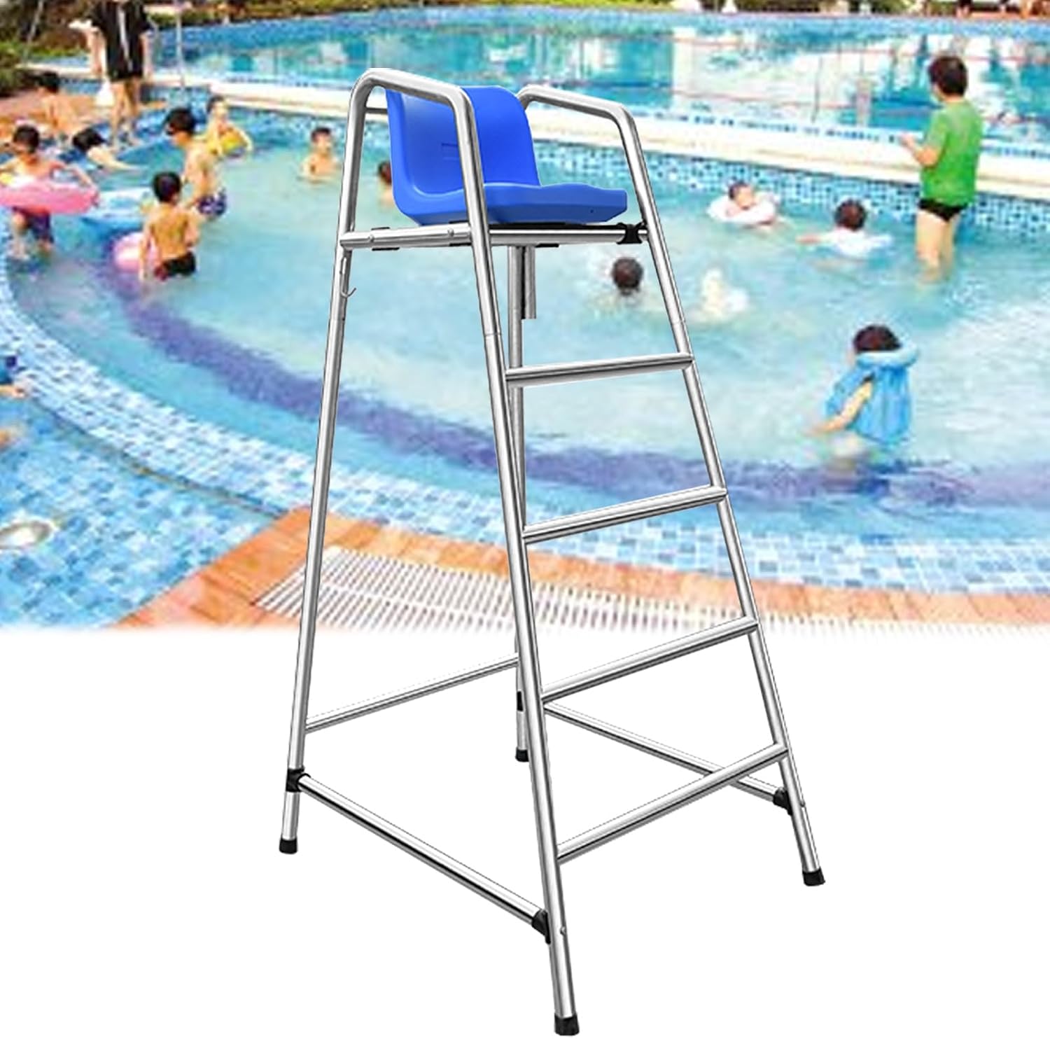 Elevated Lifeguard Chairs for Pools & Beaches - 47" to 71" Tall, Stainless Steel, Durable for Kids & Adults, Ideal for Water Parks & Lakes, Commercial Rescue Equipment