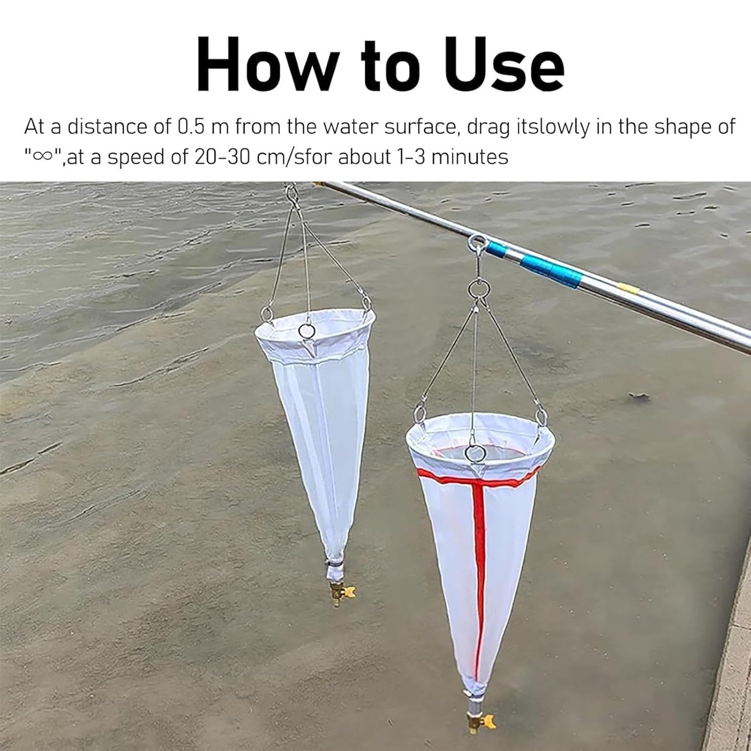 64μm Professional Research Grade Plankton Net, Mesh Plankton Net with Copper Valve and 5m Rope