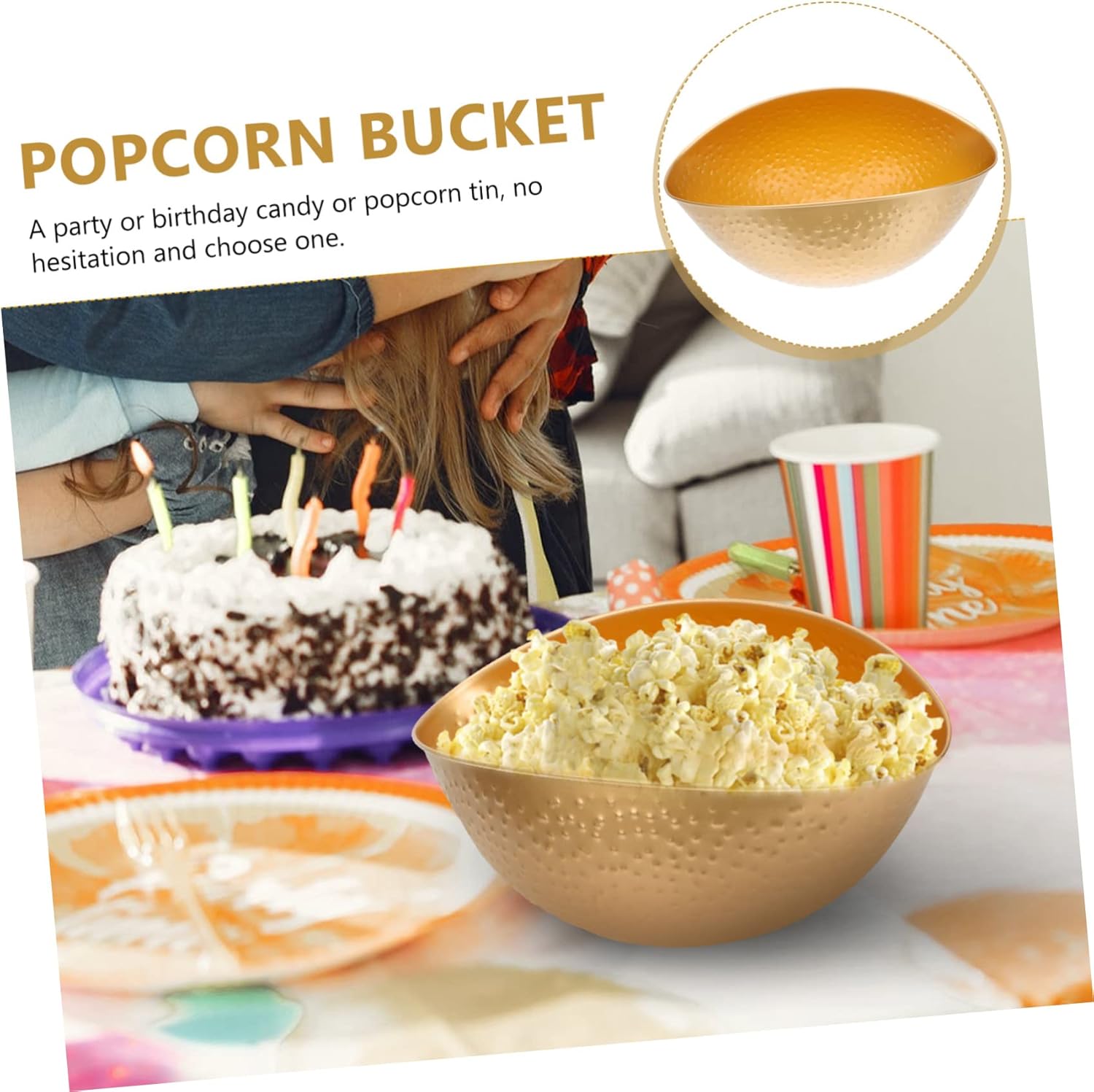 2pcs Popcorn Container Reusable Popcorn Bucket Snack Bowl for Festive Gatherings