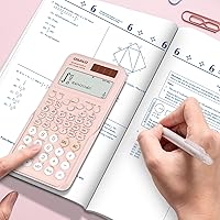 Vista 7 de OSALO Scientific Calculator 417 Function 2 Line Written Display 10+2 Digits Solar and Battery Calculators for Students Secondary School College Pink