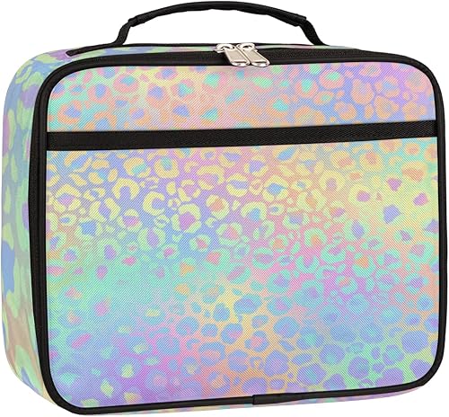 Lonchera con estampado de leopardo para niños, con estampado de leopardo, bolsa de almuerzo aislada para niños y niñas, reutilizable, contenedor de