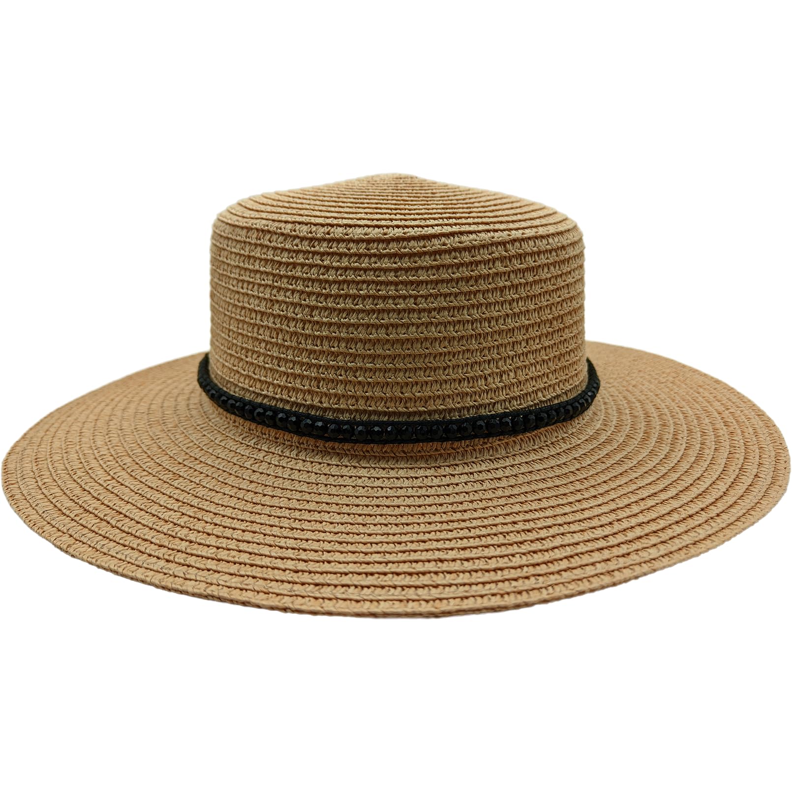 Lusstiazz Cowboy Hat Band for Women & Men, Black Beaded Hat Band for Straw Hat Fedora - Hand Made, Replaceable (Black Agate)