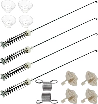W10780045 Washer Suspension Rod Kit and 2 PCS W10400895 Washer Suspension Spring Compatible with Whirlpool Amana Washing Machine