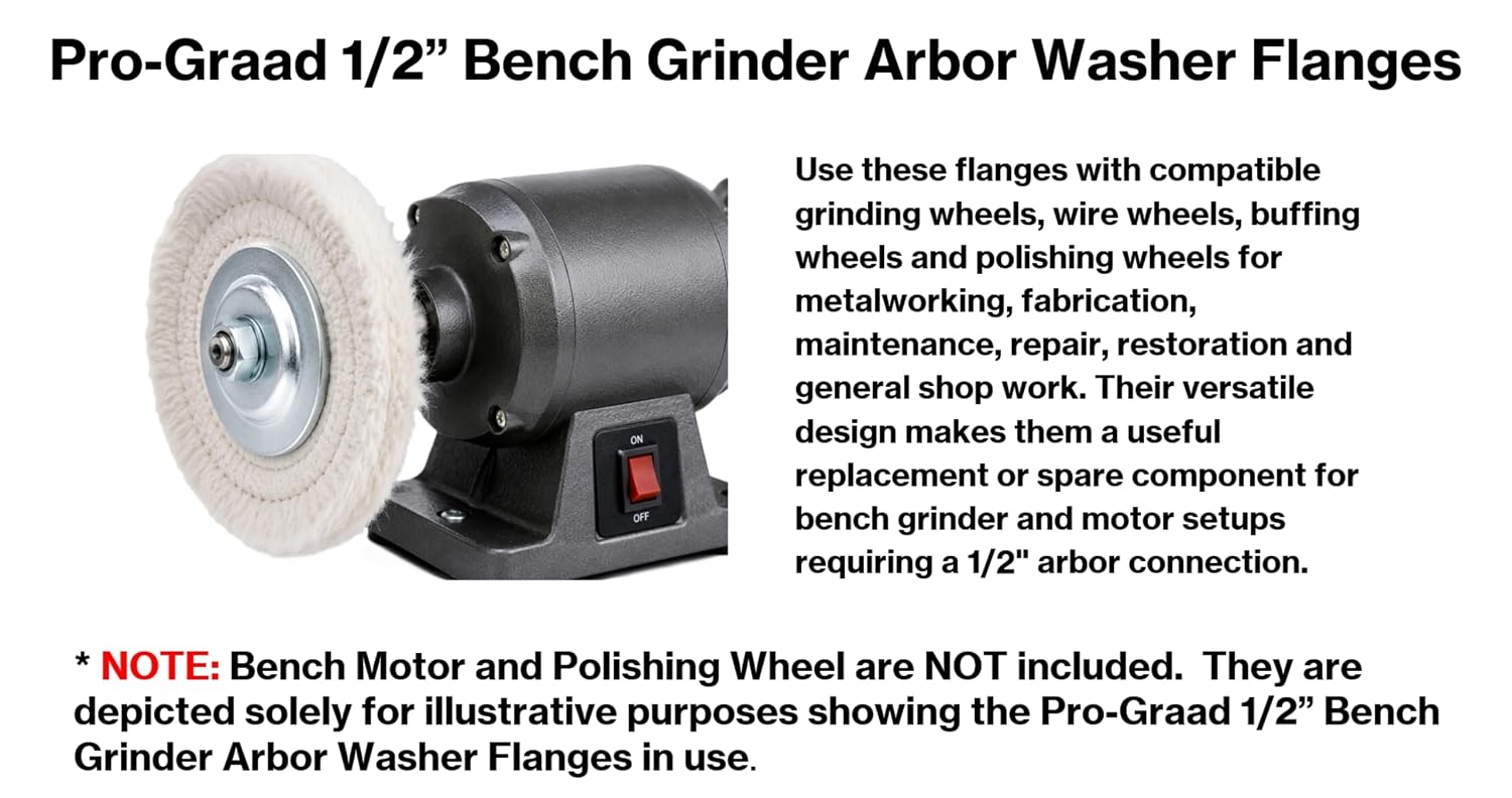 1/2" Bench Grinder Arbor Washer Flange Set, 3.1" OD, 2 Sets