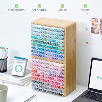 Ohuhu bambusz tolltartó rendező 18 rekesszel asztali fa tároló 126 filctollnak ceruzáknak ecseteknek 7
