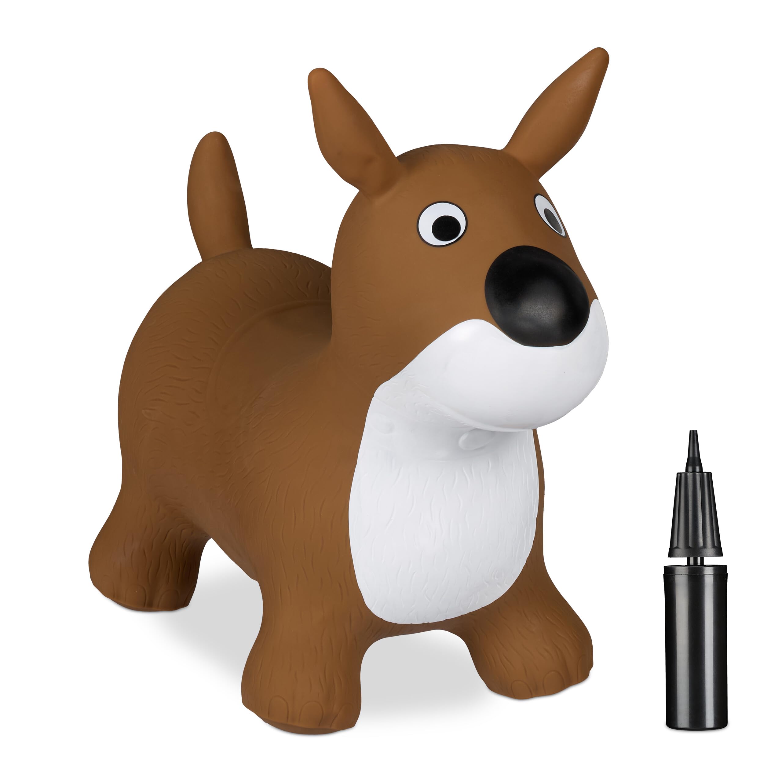 Relaxdays Cane Gonfiabile per Bambini 3 Anni, Gioco Animale Saltellante, max. 50 kg, Senza BPA, Pompa Manuale, Bianco | Leroy Merlin