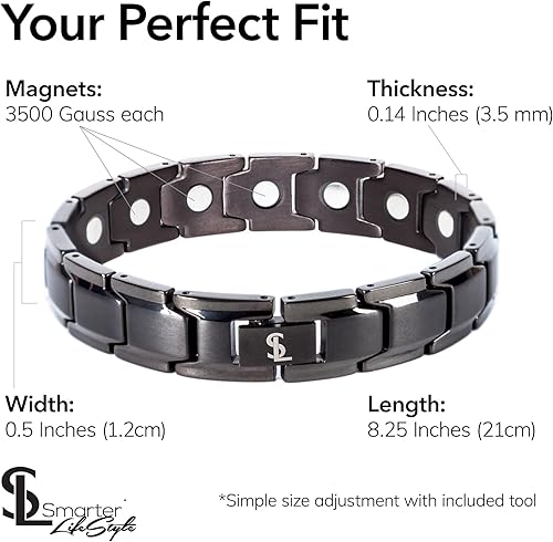Miniatura 3 de Elegante pulsera de terapia magnética de titanio para el alivio del dolor causado por la artritis y el túnel carpiano, titanio, 85-ATGX-U3JI