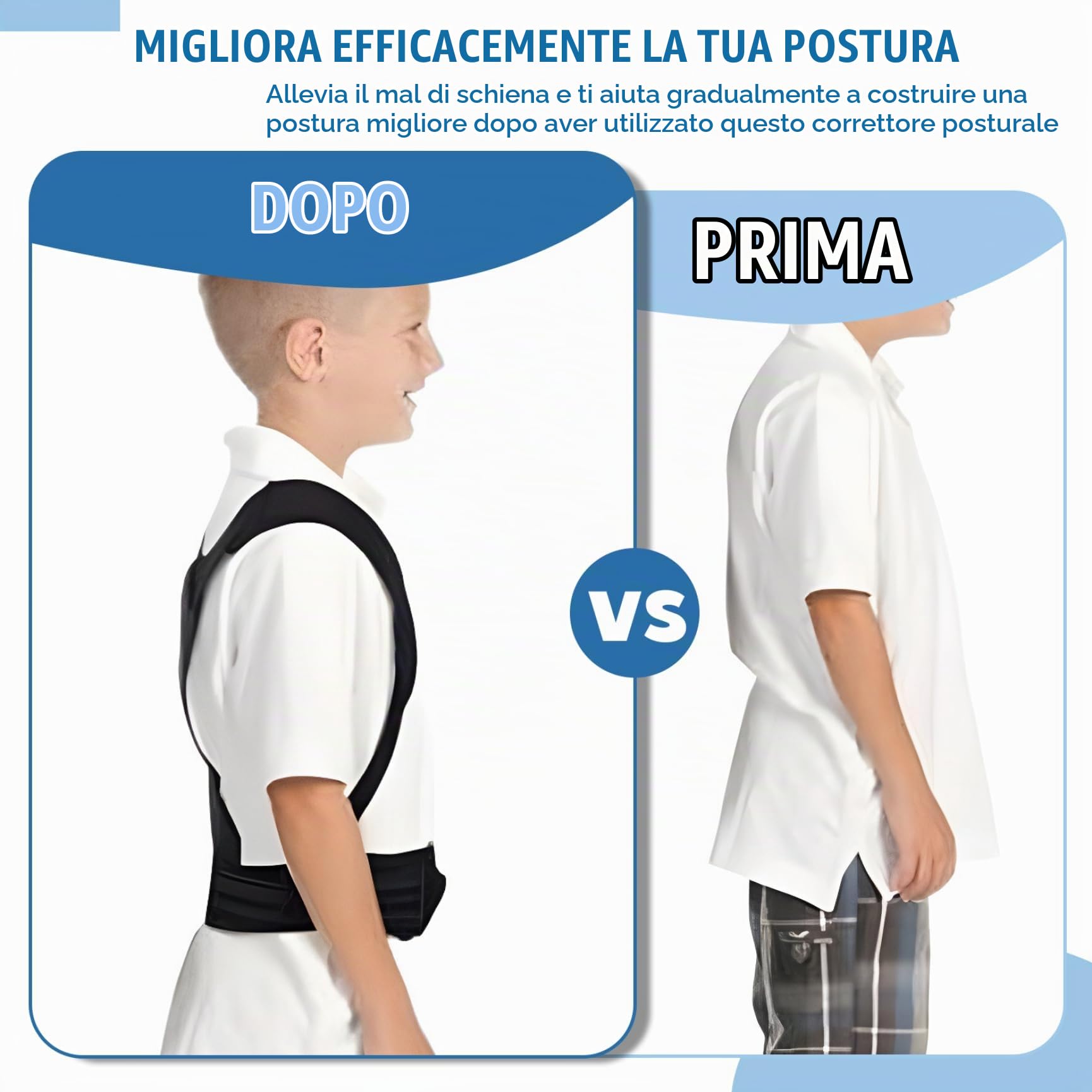 POSTURE CORTER per adolescenti per bambini, corpere postura della parte superiore della schiena regolabile per ragazzi/ragazze, bretelle di supporto per la schiena traspirante per scoliosi, gobbo, so