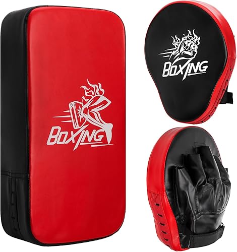 Juego de guantes de boxeo 2 en 1, almohadilla de enfoque para principiantes, almohadilla duradera de taekwondo, juego de almohadillas de