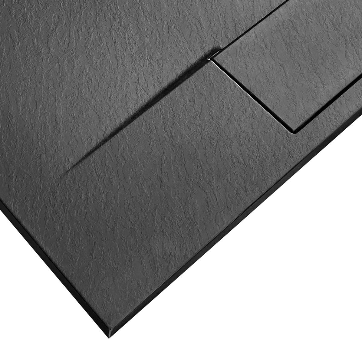 Rea Plato de ducha Bazalt Negro 80x120 cm Plato de ducha antideslizante para Baño (negro)