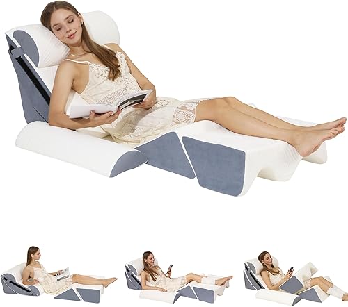 Juego de 6 almohadas ortopédicas de cuña para recuperación quirúrgica y reflujo ácido, soporte de cama de espuma de alta densidad 30D para espalda,