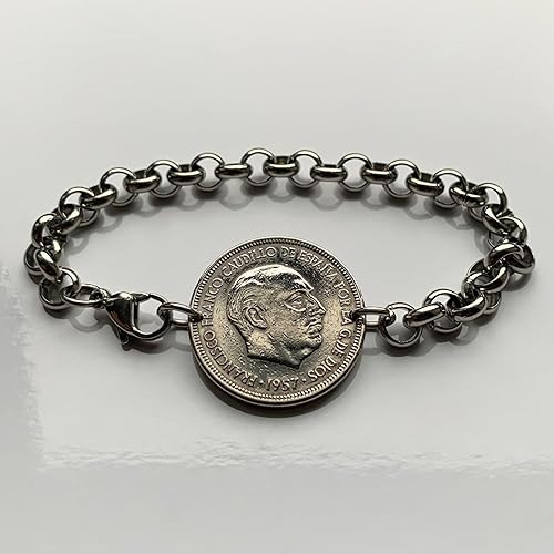 Miniatura 5 de 1957 España España Moneda 5 Pesetas Pulsera Hombre Águila de San Juan Escudo Español Madrid Barcelona Murcia Asturias Cataluña Las Palmas Vigo Gijón