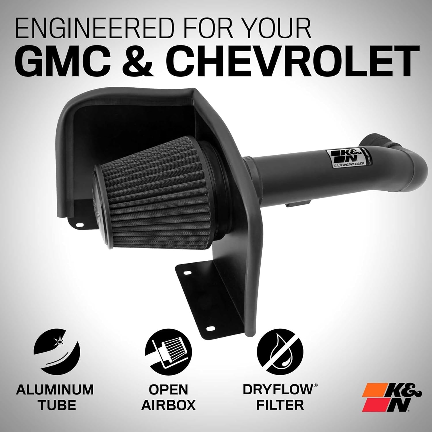K&N Cold Air Intake System: Dry-Flow Air Filter, Increase Performance & Towing: Compatible with 2009-2014 Chevy/GMC/Cadillac Silverado, Suburban, Tahoe, Sierra, Yukon, Escalade, Avalanche, 71-3070