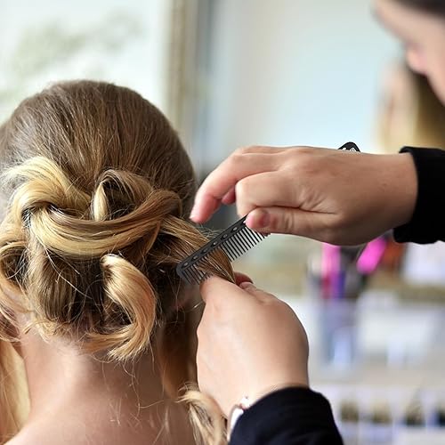 Miniatura 4 de Juego de 3 peines de peluquería de fibra de carbono, peine de corte fino para hombres y mujeres, resistente al calor, negro, gris, blanco