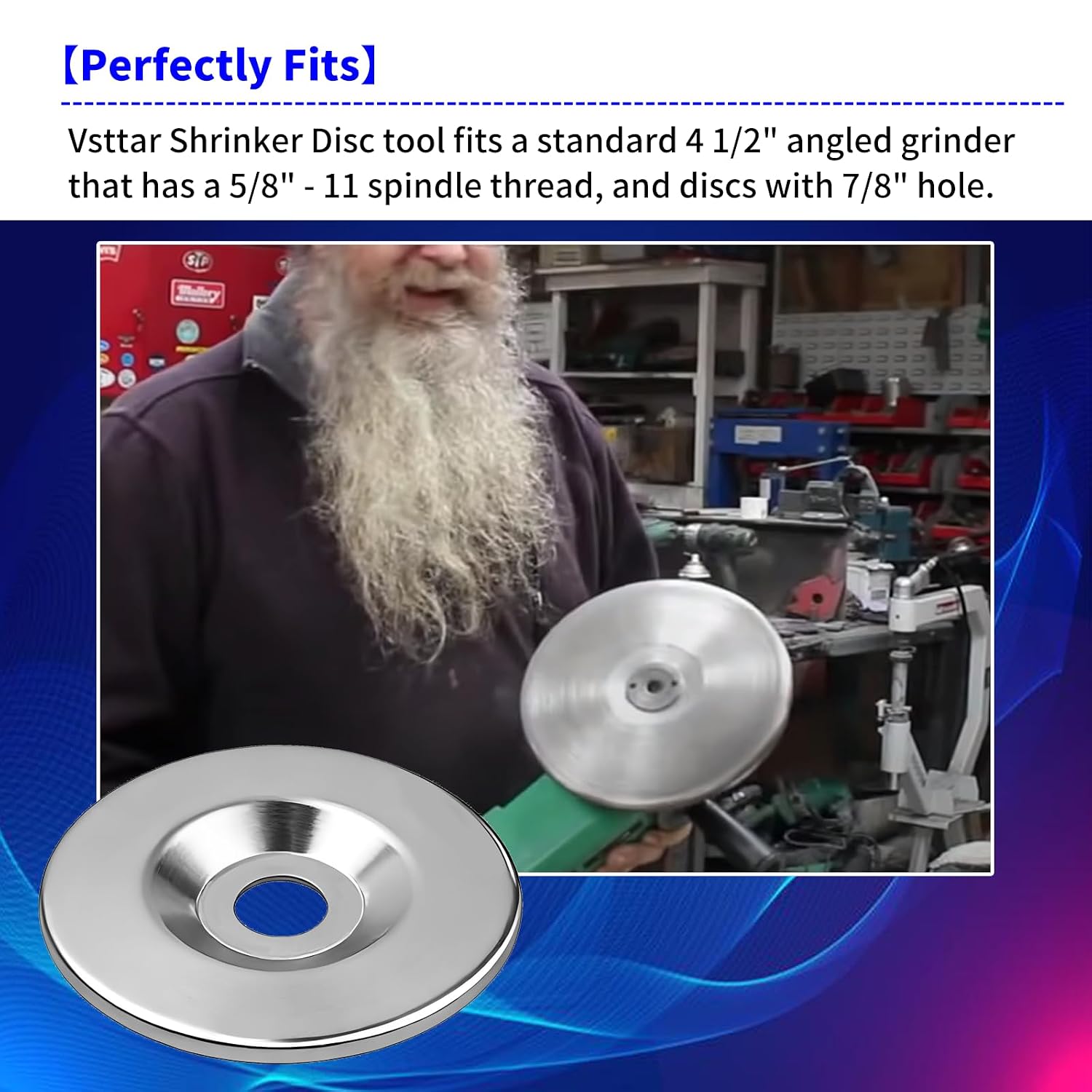 Shrinking Disc 4-1/2" Diameter, 0.055" Thickness for Metal Plate Processing | Sheet Metal Disc For Standard 4-1/2" Angle Grinder with 5/8 to 11 Spindle Threads and 7/8" Hole Disc - Auto Body Panel Repair