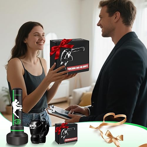 Miniatura 8 de Saco de boxeo independiente con guantes, bolsa de boxeo pesada de 70 pulgadas con soporte para adultos y adolescentes, bolsas inflables de