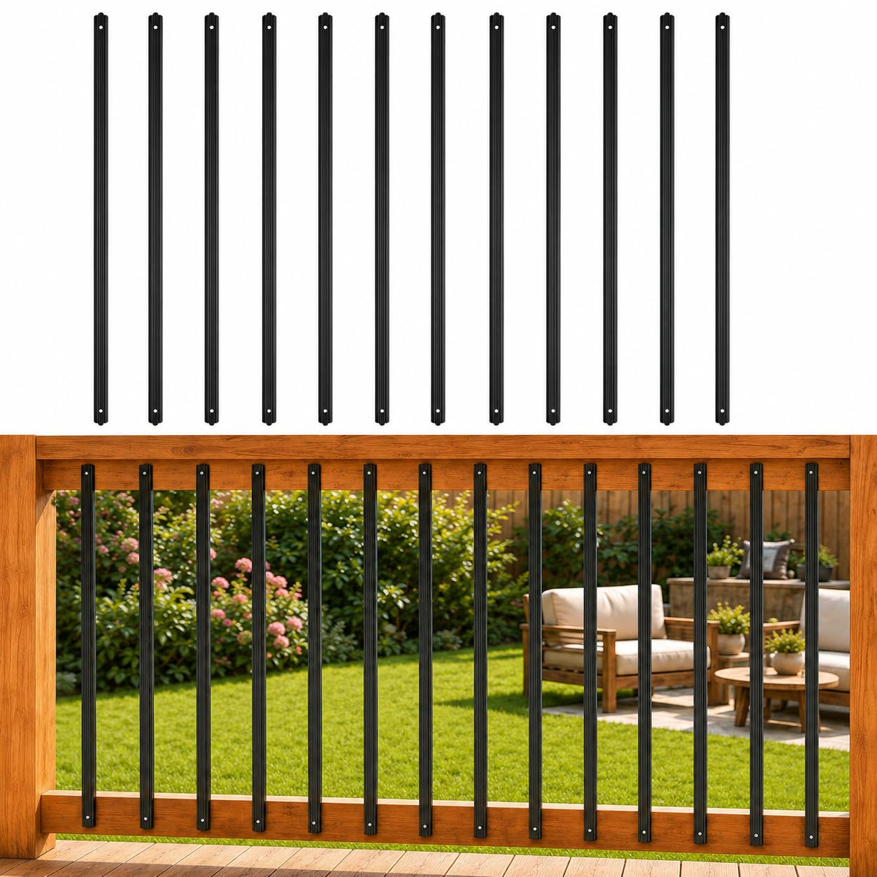 Balaustres rectos de aluminio para terrazas modernas y zonas de piscina seguras 8