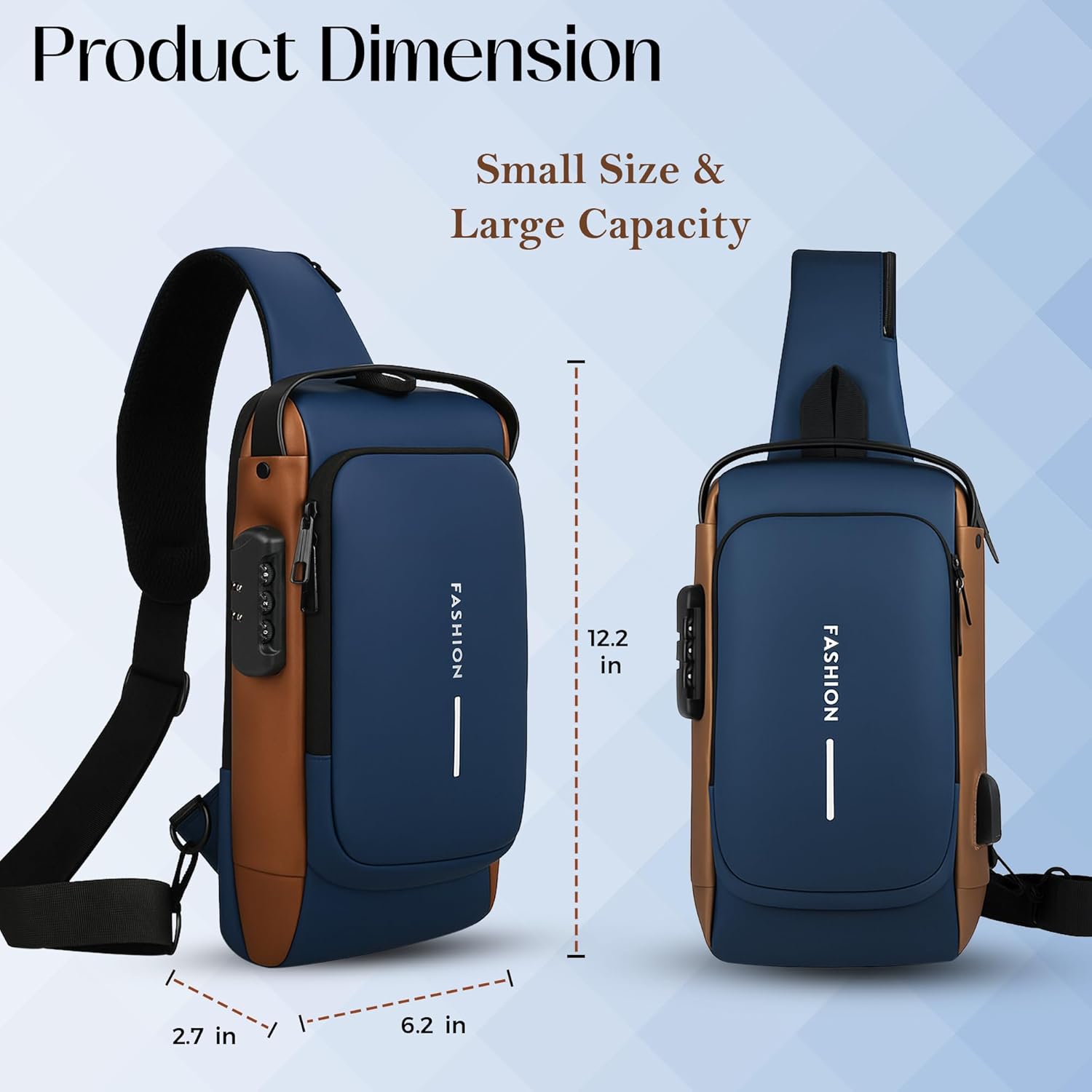 Unisex Anti-Theft Sling Bag with USB Port, Water-Resistant Crossbody Chest Backpack for Travel & Work - Image 2