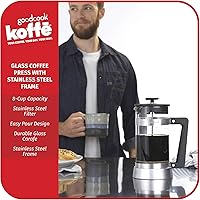 Vista 2 de Goodcook Koffe - Prensa de café de vidrio para 8 tazas con marco de acero inoxidable