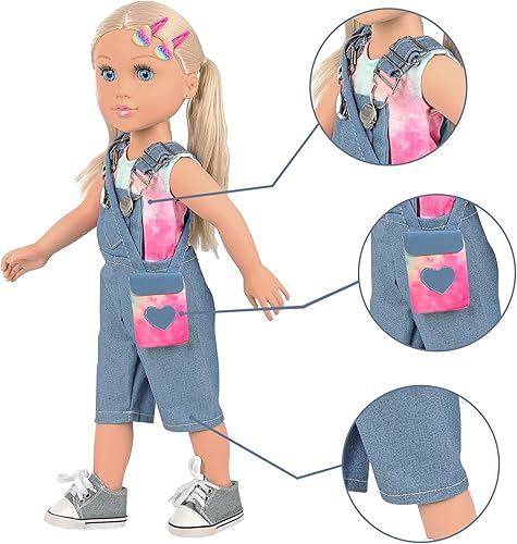 Miniatura 4 de Ecore Fun Muñeca de niña de 18 pulgadas con ropa y accesorios, 8 piezas, incluye muñeca de 18 pulgadas, ropa de muñeca, zapatos de muñeca, bolsa de
