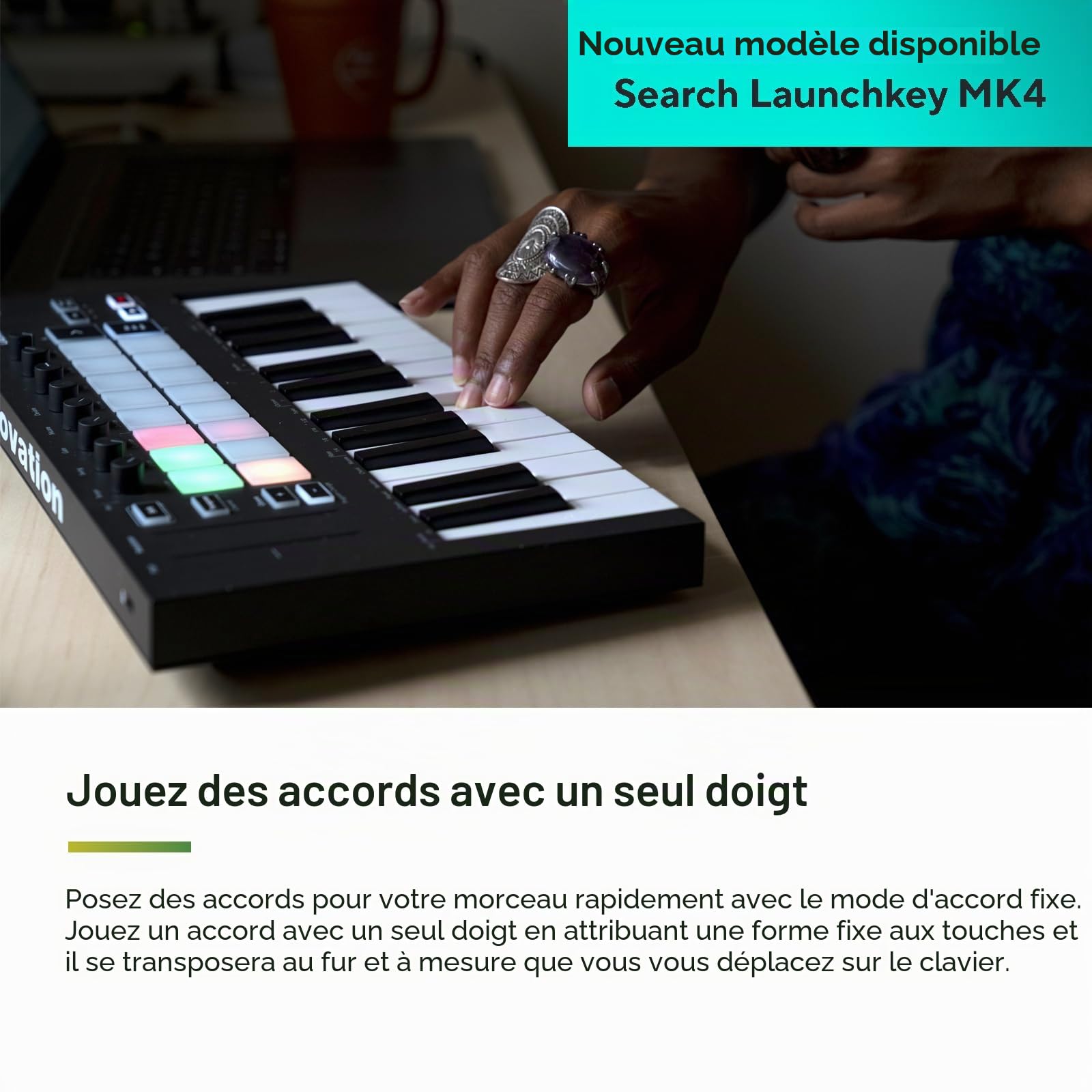Novation Launchkey Mini [MK3] — Clavier maître MIDI USB portable de 25 touches avec intégration de STAN. Mode d'accords fixes et arpégiateur — pour la production musicale