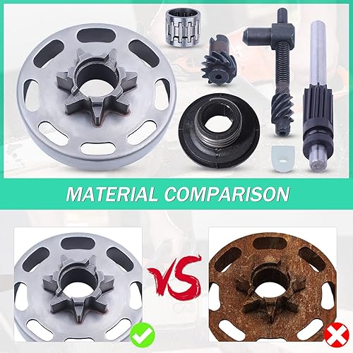 Miniatura 4 de Adefol Kit de tambor de embrague 325"-7T para Husqvarna 435 435E 440 440E Pieza de repuesto con bomba de aceite, cojinete de embrague, engranaje