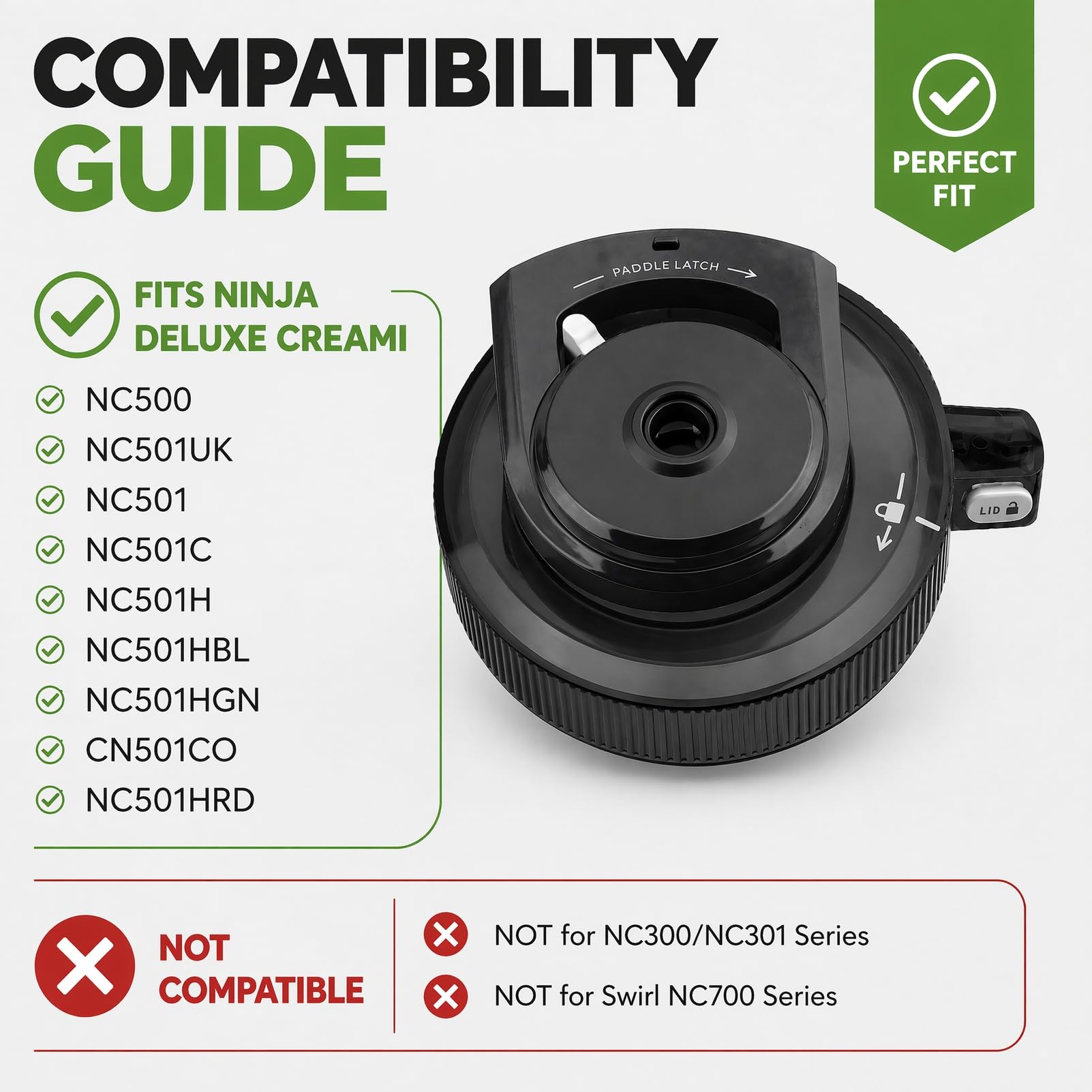 Tapa exterior de repuesto para Ninja Creami Deluxe NC500 NC501 | Funda reutilizable a prueba de fugas (sin paleta), sin BPA y apta para lavavajillas
