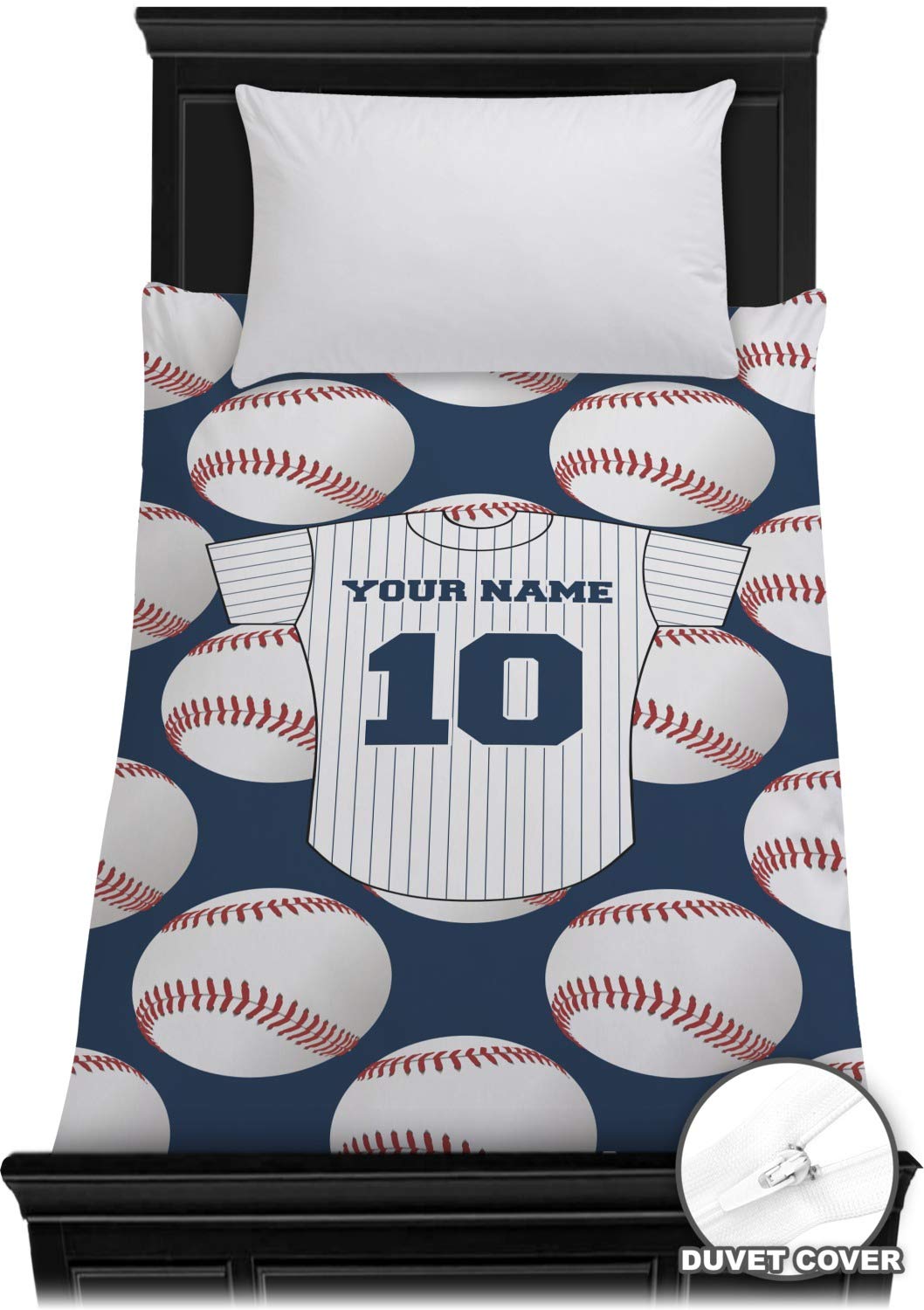 RNK Shops Personalized Baseball Jersey Duvet Cover - Twin