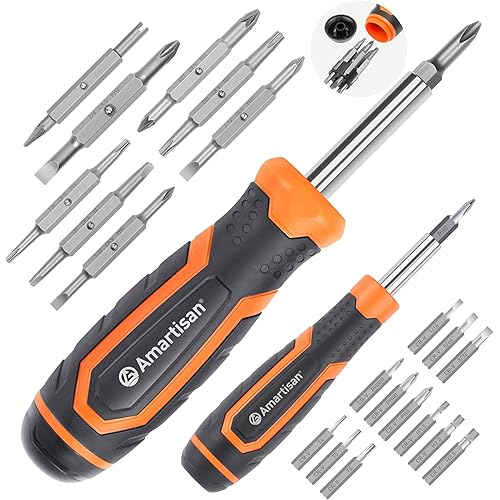 Amartisan 31-piece Multi-bit Screwdriver Set Tool All in One, 18-in-1 Multi-bit Screwdriver & 13-in-1 Multi-bit Precision, include Slotted/Philips/Pozi/Torx/Square/Hex/Nut Driver