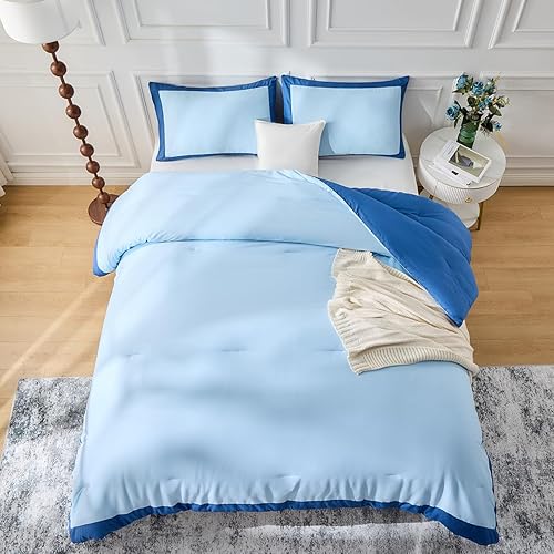 Miniatura 6 de Juego de edredón tamaño Queen, edredones de tamaño Queen adecuados para todas las estaciones, juegos de edredón suave de 3 piezas, 1 edredón (88 x
