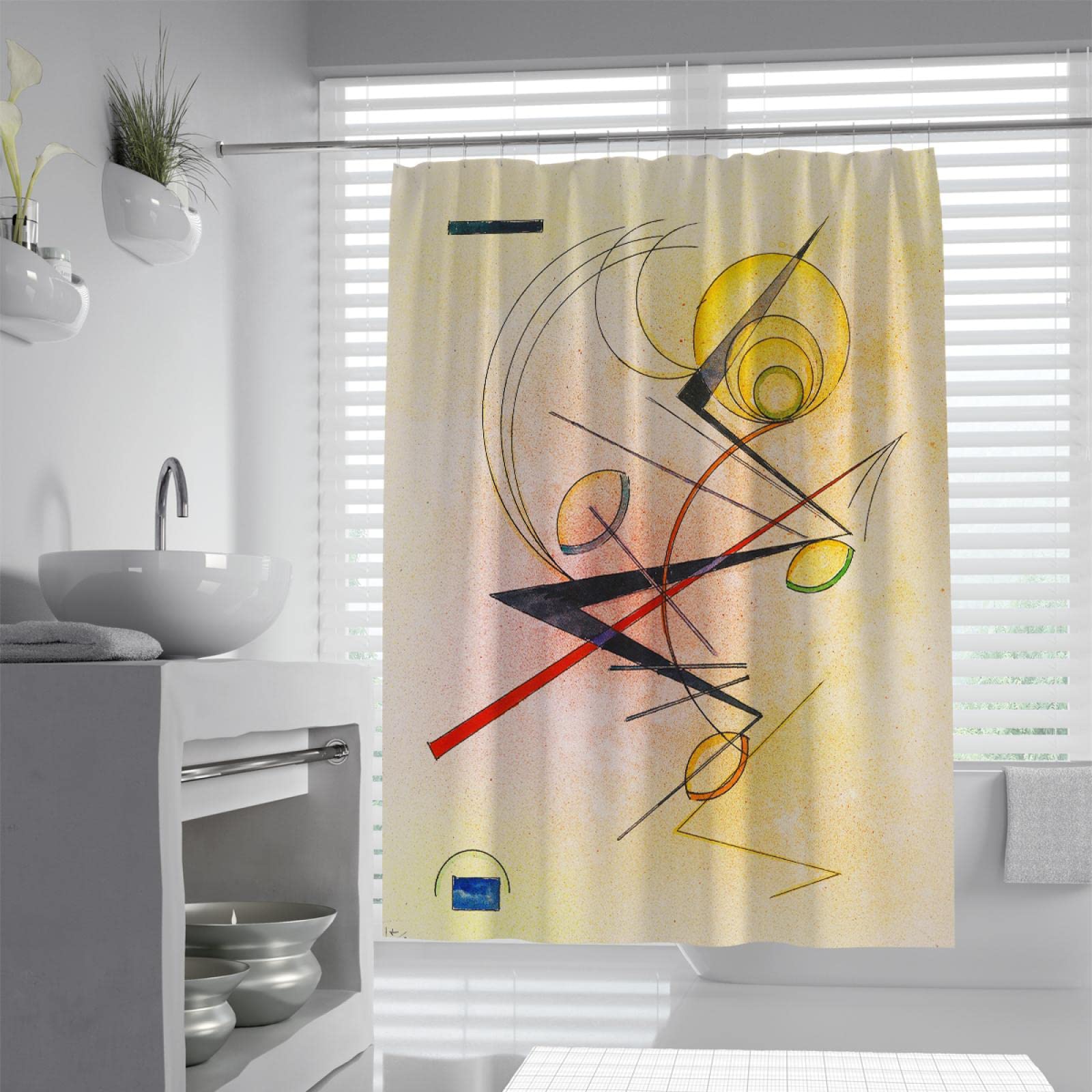 Kandinsky zasłony prysznicowe zabawne fajne abstrakcyjne rustykalne akcesoria łazienkowe ochrona prywatności zasłona prysznicowa zestaw z 12 haczykami 180 x 220 cm