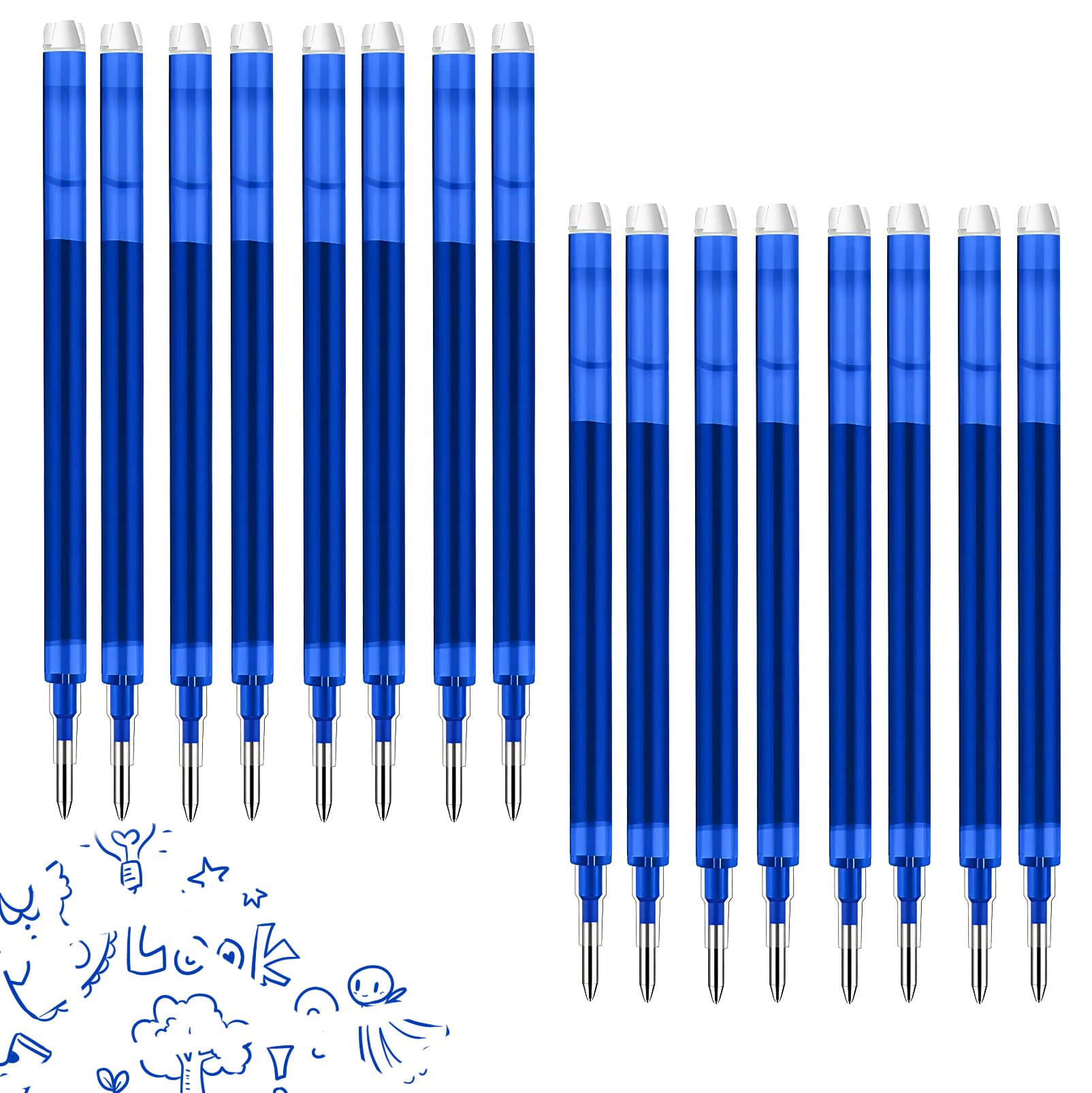 Photo 1 of 0.7 mm Erasable Gel Ink Pen Refills Compatible with Frixion Friction, Smooth Writing Multicolor Retractable Fine Point Pen Refill for School Office Home Art (Blue, 16)
