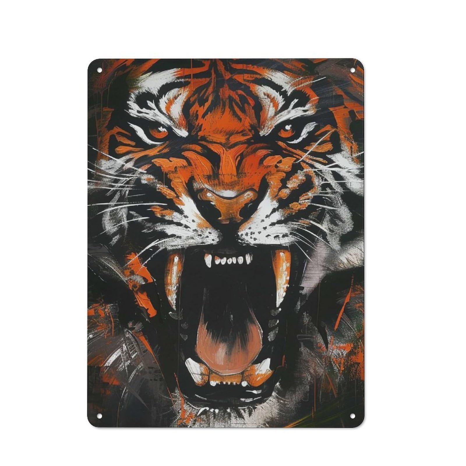 Junmoney Tiger Roar Painting Printed Metal Sign 40X30cm For Kitchen Or Home Bar, For Kitchen Decor Lovers, For Retro Home Interiors