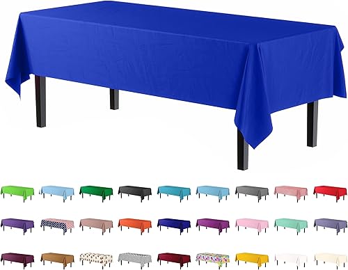 Miniatura 16 de Party Solids Paquete de 4 manteles de plástico color cereza, 54 x 108 pulgadas, mantel desechable para fiestas y pícnics Cereza,Puntos negros y